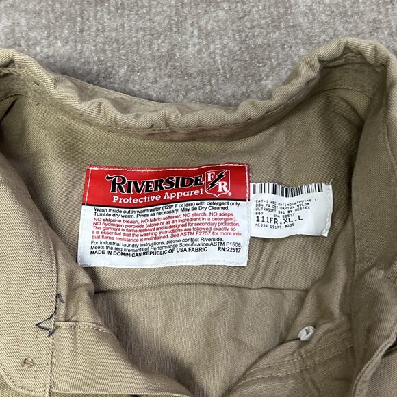 Riverside FR Button Shirt‎ XL Beige Flame Resistant Dual Pocket Welding Oilfield - Picture 4 of 9
